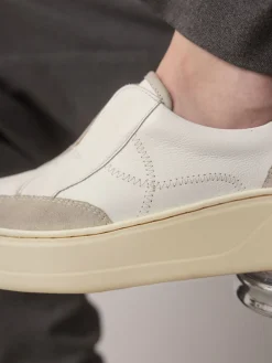 Next Slip On Signature Leather Chunky Wedge Platform Trainers White Online