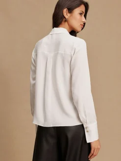 Next Soft Revere Collar Long Sleeve Shirt White Clearance