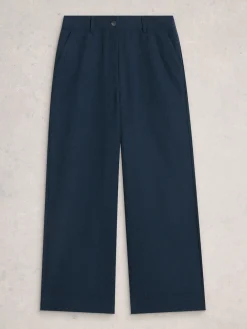 White Stuff Belle Tweedy Wide Leg Trousers Blue Clearance