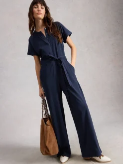 White Stuff Sandy Jersey Jumpsuit Blue Best