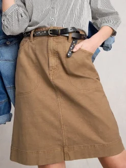 White Stuff Tia Chino Skirt Brown Best