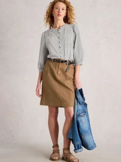 White Stuff Tia Chino Skirt Brown Best