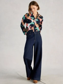 White Stuff Dark Blue Annie Jersey Shirt New