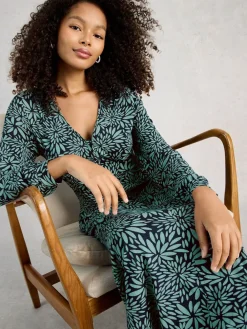 White Stuff Dark Green Megan Jersey Dress Hot