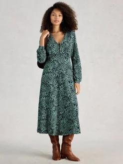 White Stuff Dark Green Megan Jersey Dress Hot