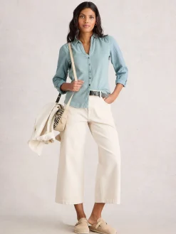 White Stuff 100% Cotton Mix Jersey Annie Shirt Green New