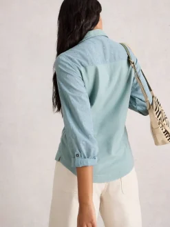 White Stuff 100% Cotton Mix Jersey Annie Shirt Green New