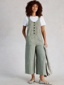 White Stuff Viola Linen Dungaree Green Discount