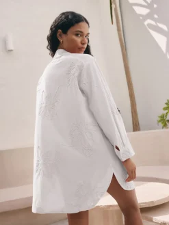 Next Textured Cornelli Cover-Up Shirt White Hot