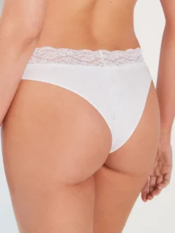 Next Extra High Leg Cotton Lace Knickers 4 Pack White/Black/Grey New