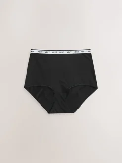 Next White/Black/Grey Full Brief Cotton Logo Knickers 4 Pack New