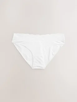 Next White/Black/Grey High Leg Cotton Lace Knickers 4 Pack Hot