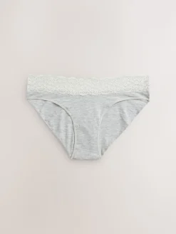 Next White/Black/Grey High Leg Cotton Lace Knickers 4 Pack Hot