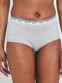 Next White/Black/Grey Midi Cotton Logo Knickers 4 Pack Online