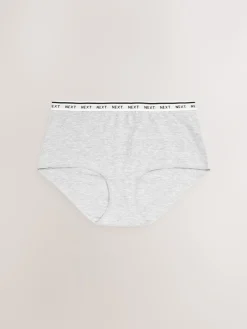Next White/Black/Grey Midi Cotton Logo Knickers 4 Pack Online