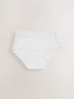 Next Midi Cotton Lace Knickers 4 Pack White/Black/Grey