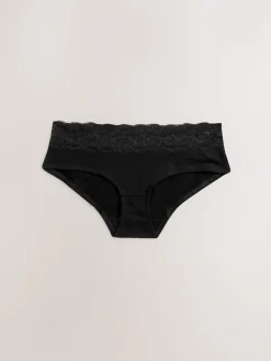 Next White/Black/Grey Short Cotton Lace Knickers 4 Pack Online