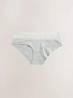Next White/Black/Grey Short Cotton Lace Knickers 4 Pack Online