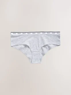 Next Short Cotton Logo Knickers 4 Pack White/Black/Grey