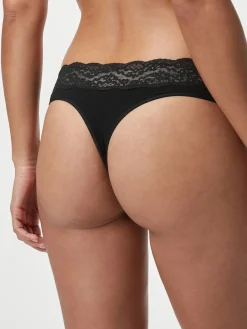 Next White/Black/Grey Thong Cotton Lace Knickers 4 Pack New