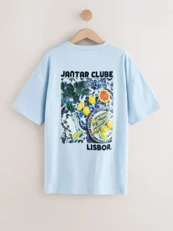 Next White/Blue Graphic Print Beach T-Shirt Sale