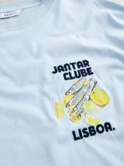 Next White/Blue Graphic Print Beach T-Shirt Sale