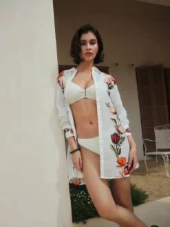 Next White/Green Beach Cover-Up Shirt