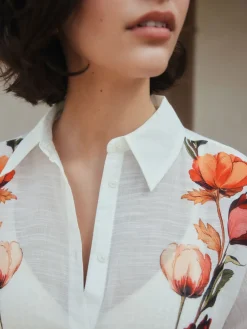 Next White/Green Beach Cover-Up Shirt