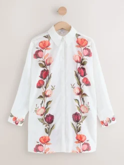 Next White/Green Beach Cover-Up Shirt