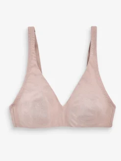 Next Non Pad Non Wire Cotton Blend Ultimate Comfort Bras 3 Pack White/Navy Blue/Pink New