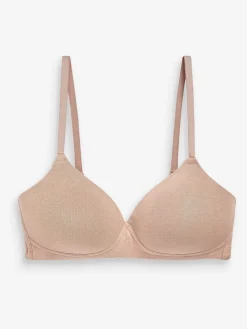 Next Pad Non Wire Cotton Blend Ultimate Comfort Bras 3 Pack White/Navy Blue/Pink Hot