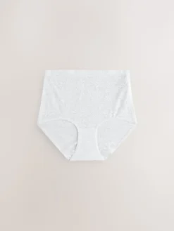 Next White/Pink/Navy Full Brief Comfort Bonded Lace Knickers 7 Pack Outlet