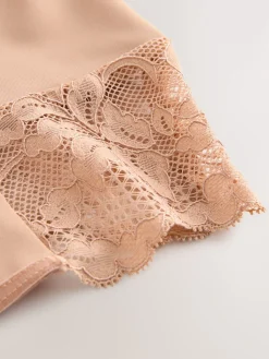 Next Tummy Control Light Shaping High Waist Thongs 2 Pack White/Praline Nude New