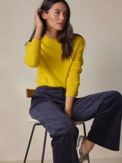 Next N.Premium 100% Cashmere Crew Neck Jumper Yellow Outlet