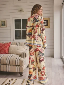 Next Yellow Viscose/Linen Blend Button Through Pyjamas Clearance