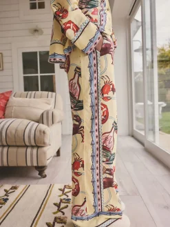 Next Yellow Viscose/Linen Blend Button Through Pyjamas Clearance