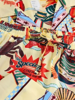 Next Yellow Viscose/Linen Blend Button Through Pyjamas Clearance