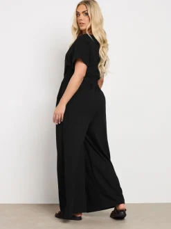 Yours Curve Black 100% Cotton Jumpsuit Clearance