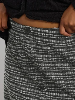 Yours Curve Black Boucle A Line Button Skirt Hot