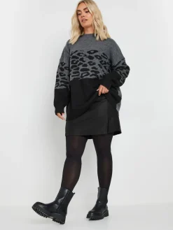 Yours Curve Black Coated Slit Mini Skirt Clearance