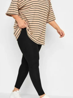 Yours Curve Black Cotton Essential Leggings 2 Pack