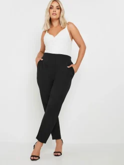 Yours Curve Black Darted Waist Tapered Trousers Online
