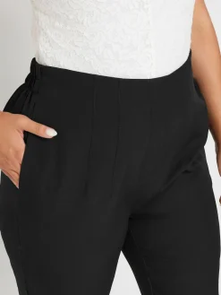 Yours Curve Black Darted Waist Tapered Trousers Online