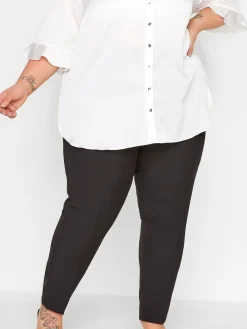 Yours Curve Black Elasticated Tapered Stretch Trousers New