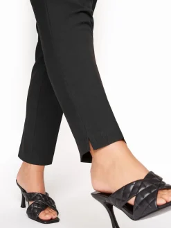 Yours Curve Black Elasticated Tapered Stretch Trousers New