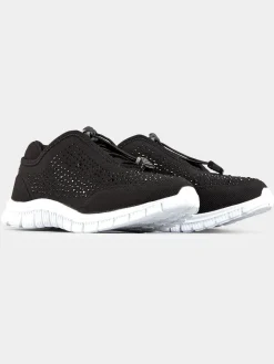 Yours Curve Extra Wide Fit Titania Gem Trainers Black Discount