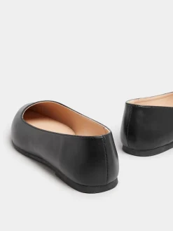Yours Curve Black Extra Wide Fit Flat Point PU Shoes Discount