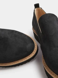 Yours Curve Black Faux Suede Slip On Loafers In Extra Wide EEE Fit Sale