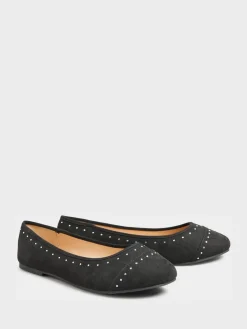 Yours Curve Black Ground Wide Fit Blaise Ballerinas Discount
