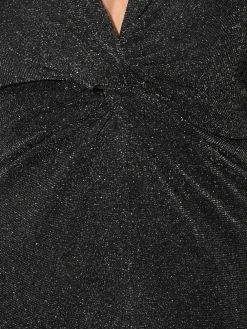 Yours Curve London Metallic Twist Front Maxi Dress Black Clearance